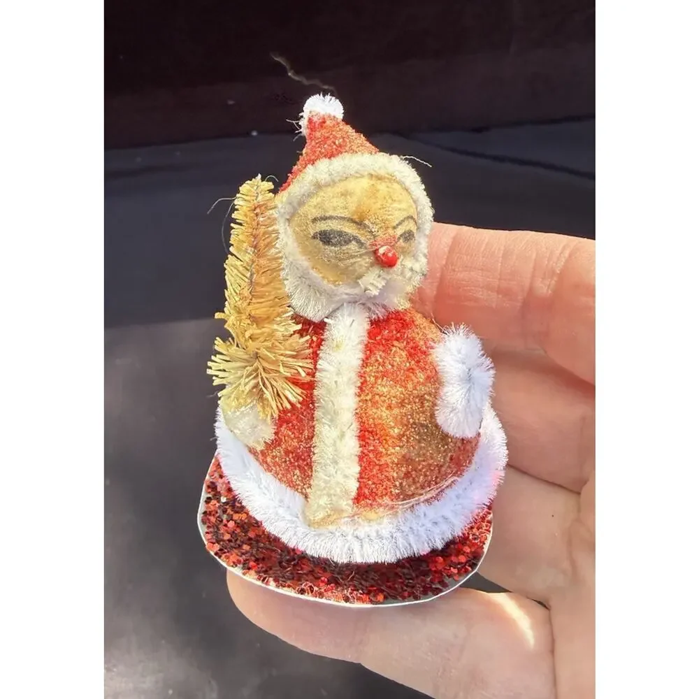 German Antique Miniature Papier Mache & Pipe Cleaner Santa Elf Ornament LO11/2